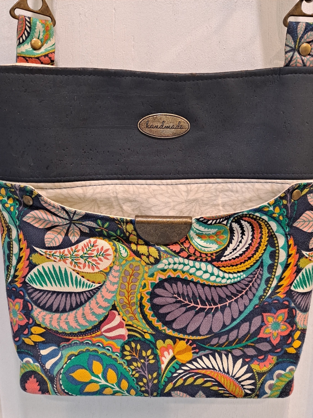 Handmade Multicolor Vibrant Floral Paisley Cotton Canvas Hipster Boho Tote Bag